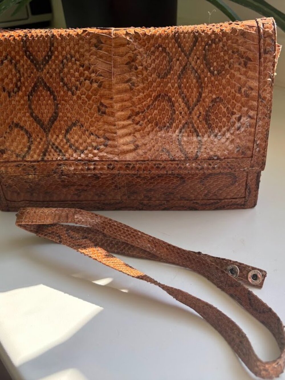 Vintage Genuine Snakeskin Purse Handmade India Python Leather Clutch